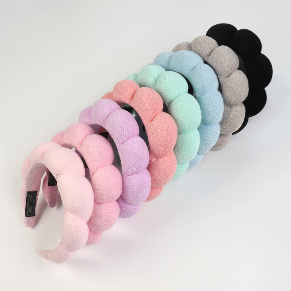 1/3Pcs Fashion Microfiber Washing Wristbands Scrunchies Puffy Headband Spa Bubble Headband for Washing Face Makeup Shower Skincare