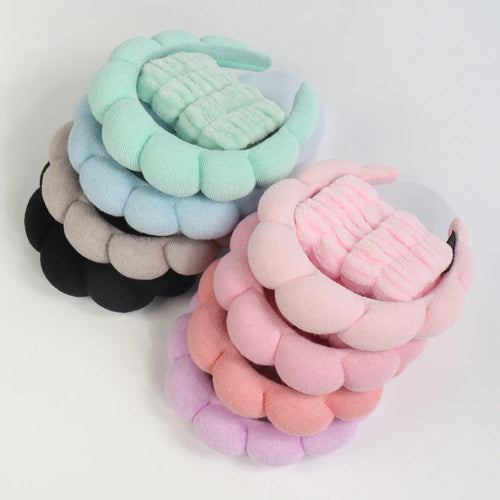 1/3Pcs Fashion Microfiber Washing Wristbands Scrunchies Puffy Headband Spa Bubble Headband for Washing Face Makeup Shower Skincare