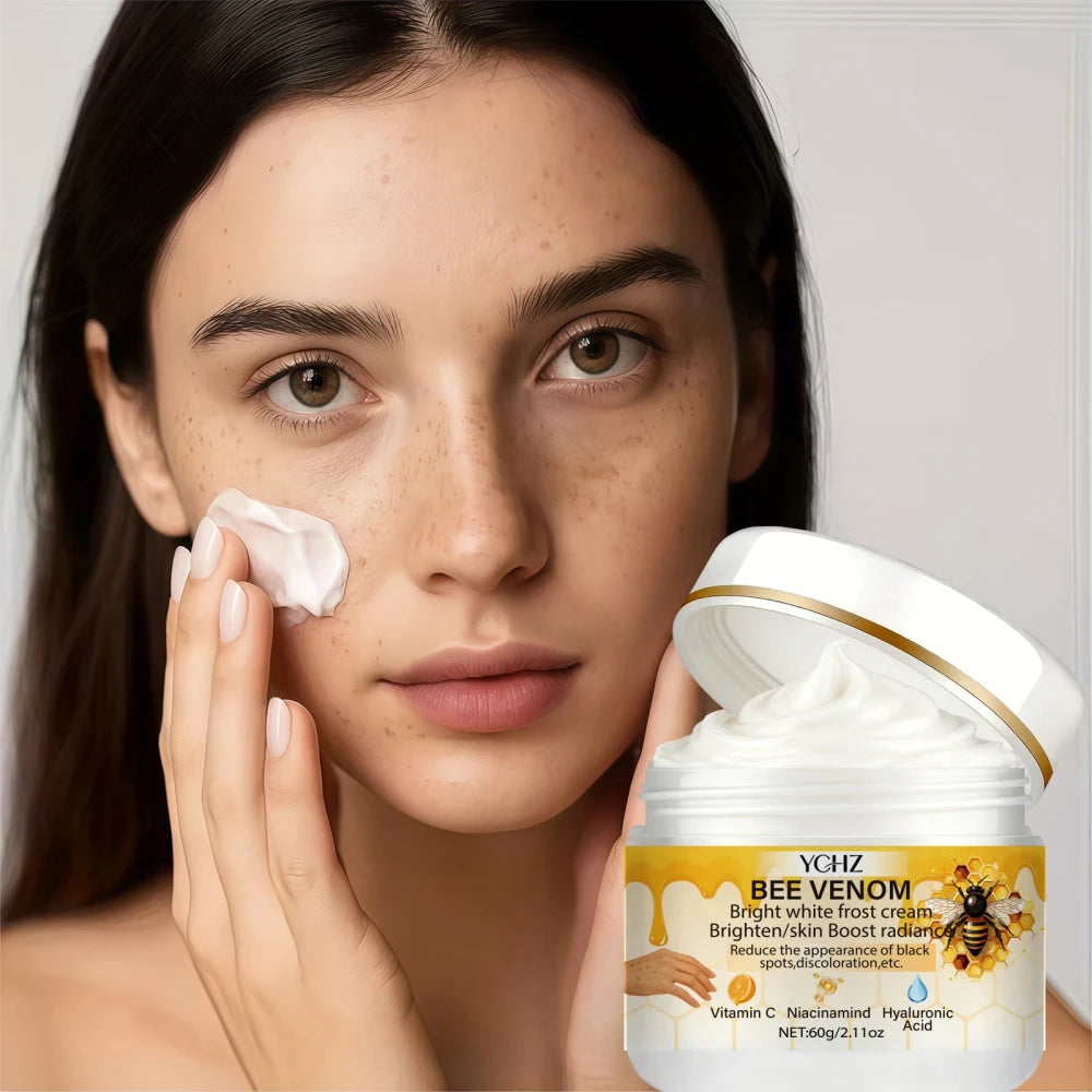 Bee Venom Brightening Cream, Evens Out Skin Tone, Eliminates Dark Spots and Dullness - Non-Greasy, Suitable for Both Men and Women - Whitening and Moisturizing Cream, for Day and Night Use - 60g