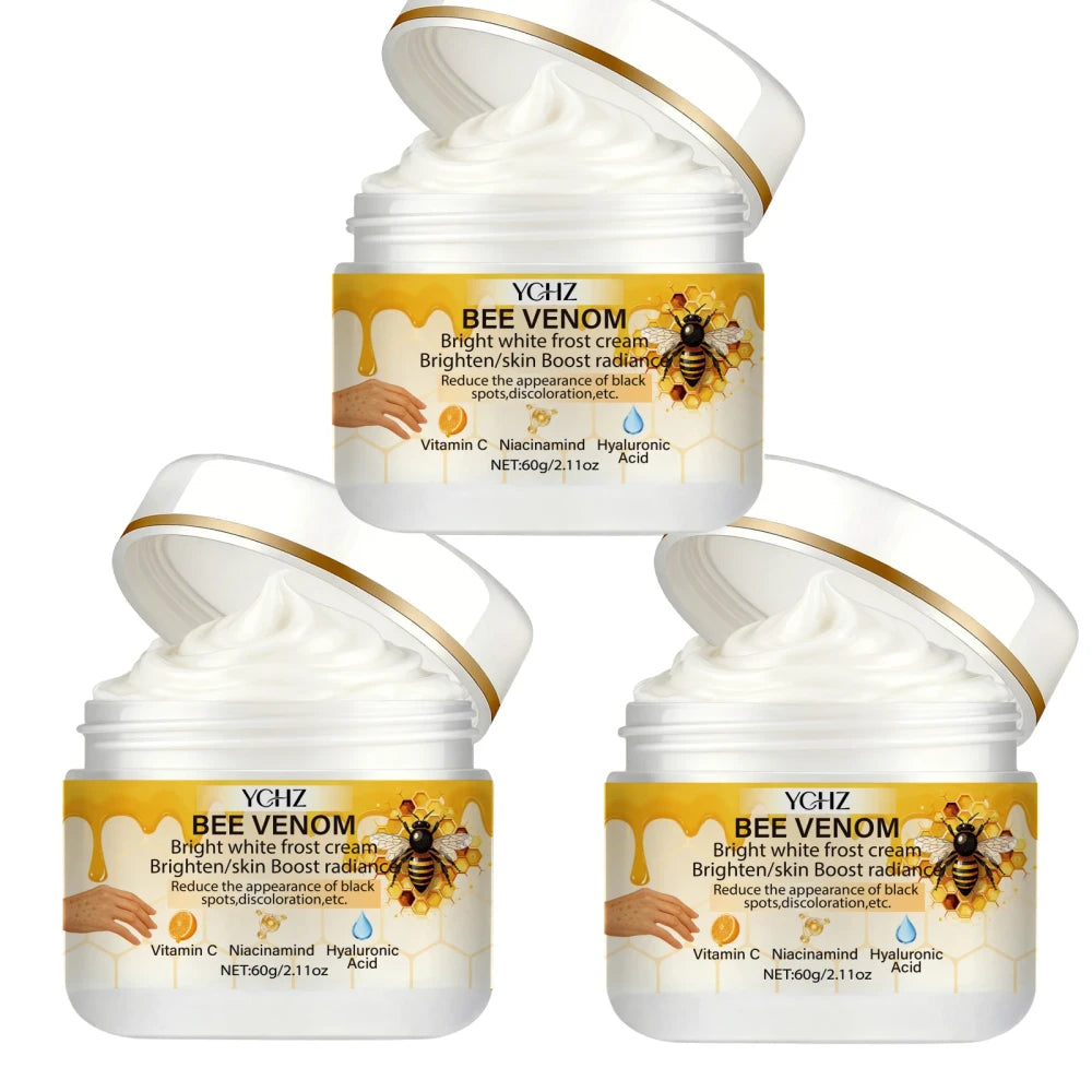 Bee Venom Brightening Cream, Evens Out Skin Tone, Eliminates Dark Spots and Dullness - Non-Greasy, Suitable for Both Men and Women - Whitening and Moisturizing Cream, for Day and Night Use - 60g