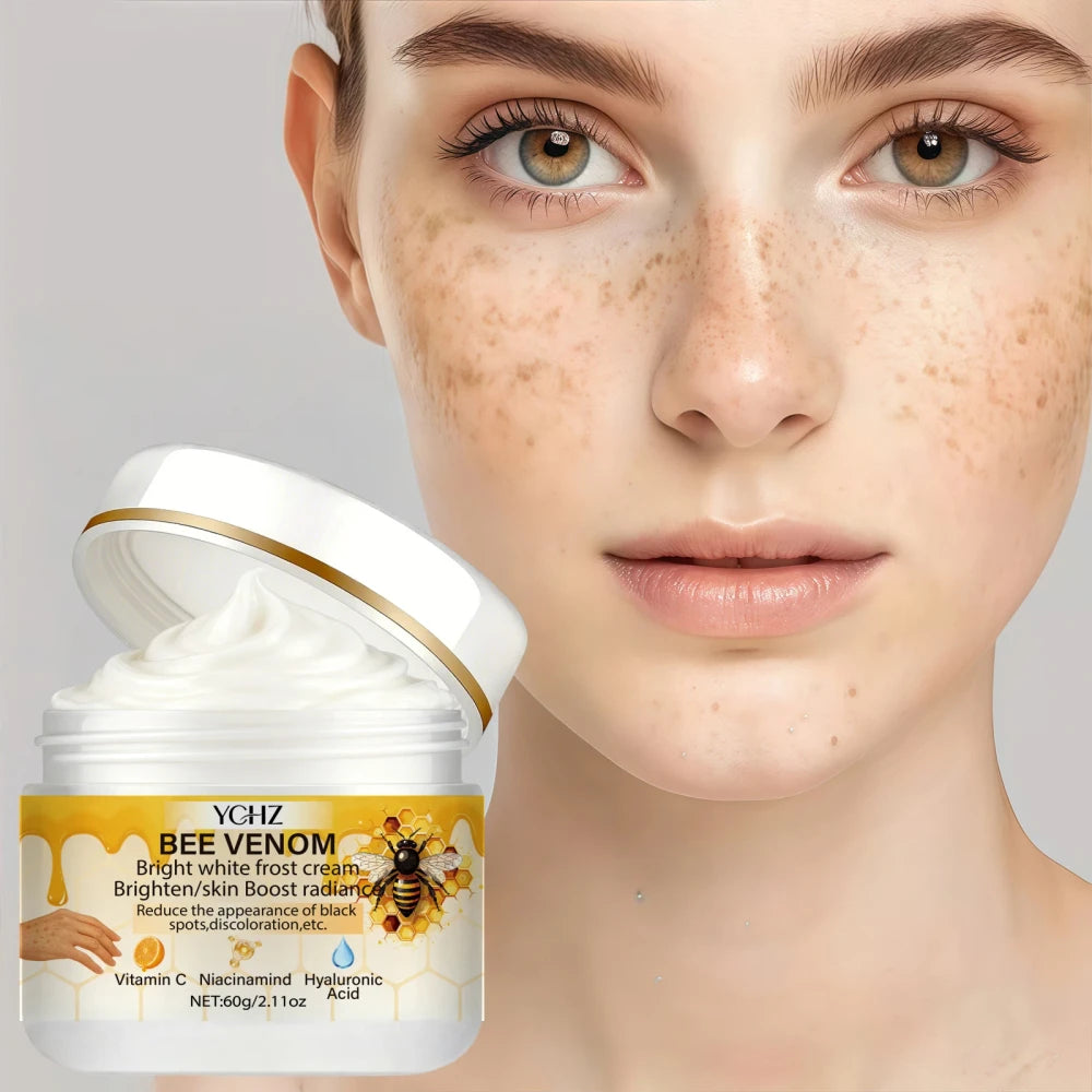 Bee Venom Brightening Cream, Evens Out Skin Tone, Eliminates Dark Spots and Dullness - Non-Greasy, Suitable for Both Men and Women - Whitening and Moisturizing Cream, for Day and Night Use - 60g