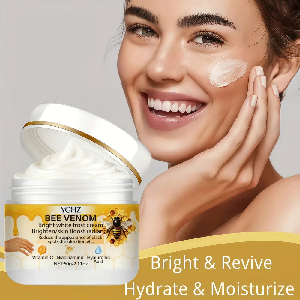 Bee Venom Brightening Cream, Evens Out Skin Tone, Eliminates Dark Spots and Dullness - Non-Greasy, Suitable for Both Men and Women - Whitening and Moisturizing Cream, for Day and Night Use - 60g