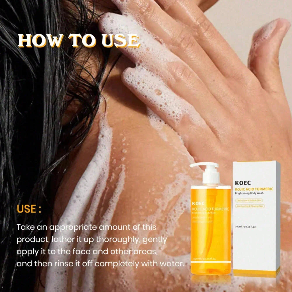 Brightening Body Wash with Kojic Acid, Niacinamide & Vitamin C – AHA BHA Exfoliating, Hydrating Korean Skincare 300ml