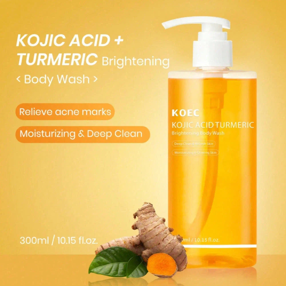 Brightening Body Wash with Kojic Acid, Niacinamide & Vitamin C – AHA BHA Exfoliating, Hydrating Korean Skincare 300ml