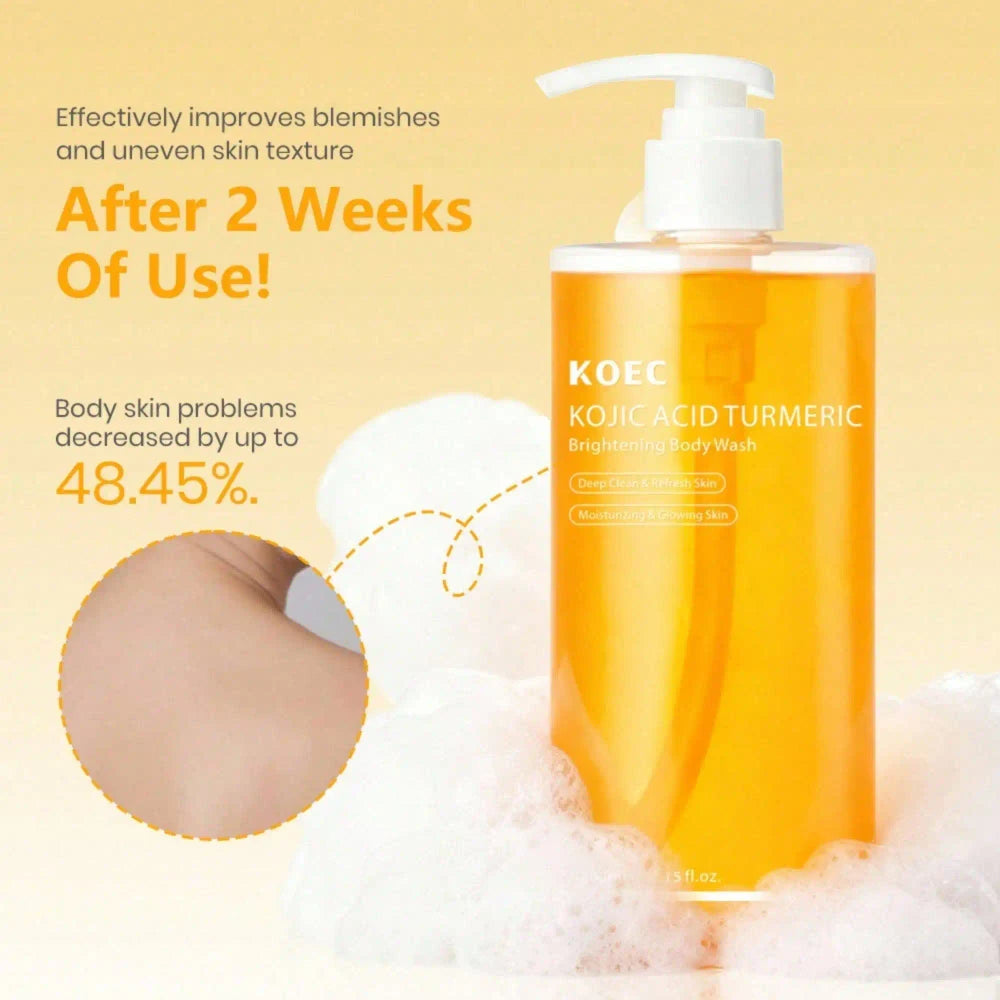 Brightening Body Wash with Kojic Acid, Niacinamide & Vitamin C – AHA BHA Exfoliating, Hydrating Korean Skincare 300ml